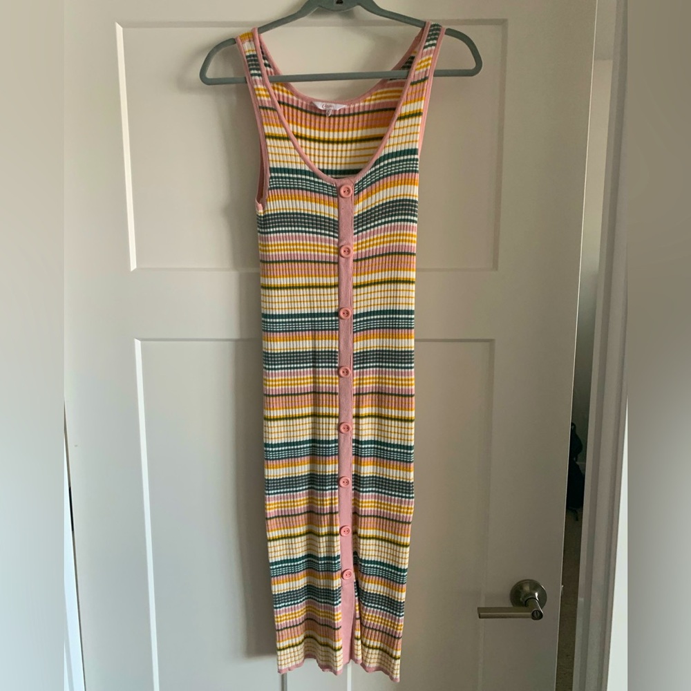Candie’s Striped MIDI Ribbed Dress - Medium